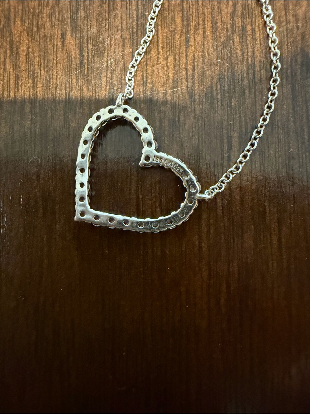 925 Sterling Silver CZ Open Heart Pendant Necklace - Picture 4 of 5